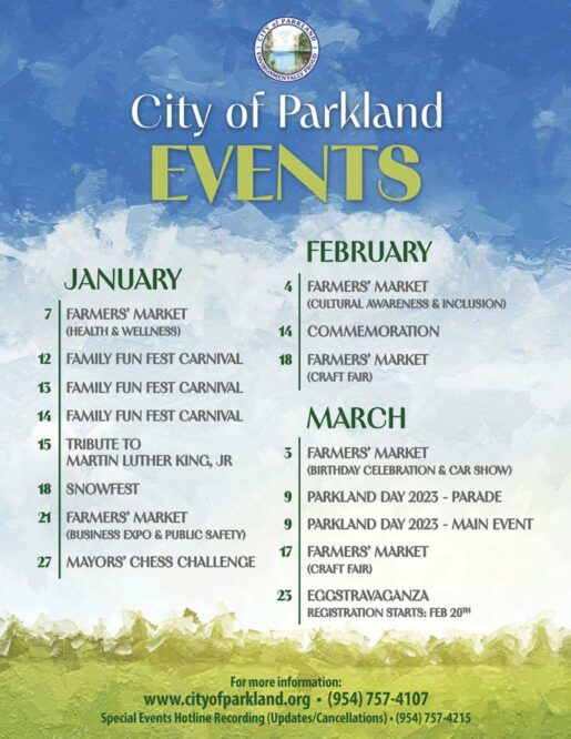 Mark Your Calendars – City of Parkland Events